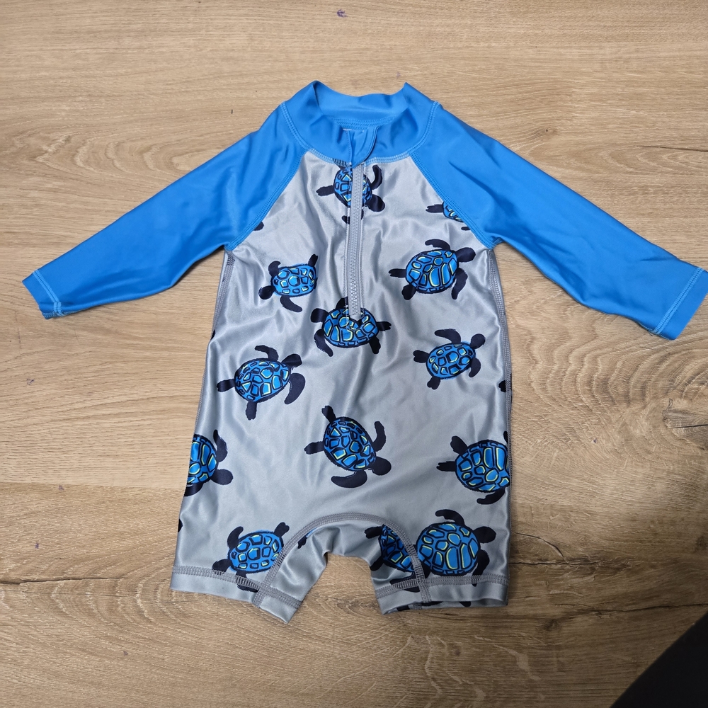 Gerber baby boy one piece long sleeve swimsuit rash guard upf 50+ size 0-3M